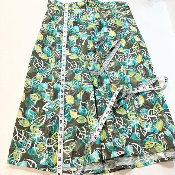 CJ Banks Linen Midi Skirt Citrus Floral Leaf Print Size 1X - Picture 9 of 9